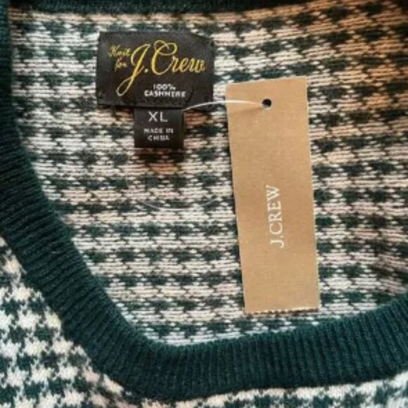 New J.CREW Knit Mens Cashmere Crew Neck Green Sweater XL - Picture 6 of 11